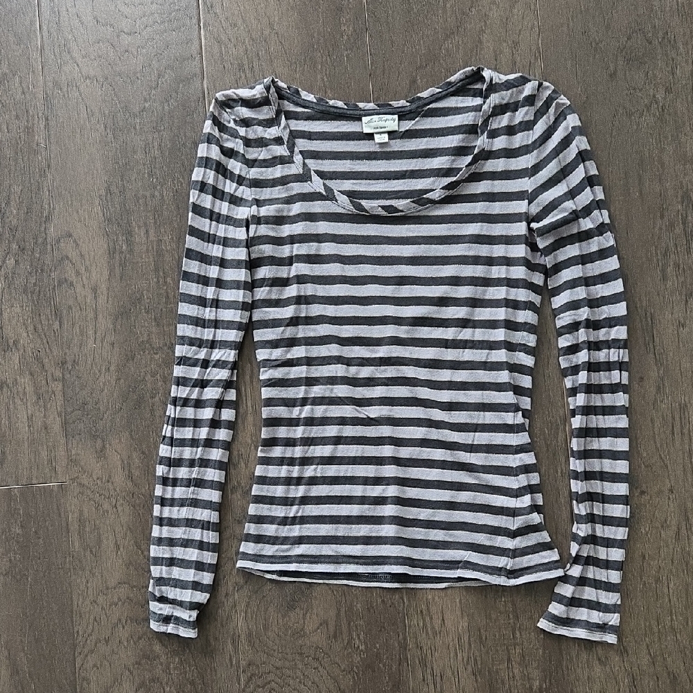 ALICE by Temperley Black and Gray Striped Blouse